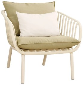 ASTRID SET ΣΑΛΟΝΙ ΚΗΠΟΥ 5ΤΕΜ, PP &amp; ΜΕΤΑΛΛΟ CREAM, ΜΑΞΙΛΑΡΙΑ SANDY GREEN
