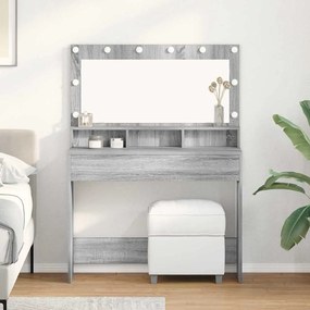 vidaXL Τραπέζι Μακιγιάζ με Φωτιστικά LED Γκρι Σομπόνα 100x41x135 εκ