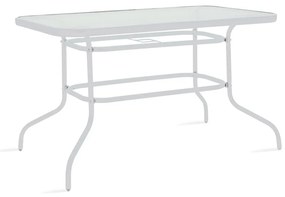 Τραπέζι Valor pakoworld μέταλλο λευκό-γυαλί 120x70x70εκ Model: 130-000015