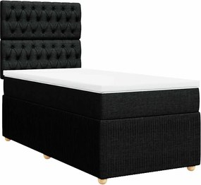 vidaXL Κρεβάτι Boxspring με Στρώμα Μαύρο 90x200 εκ. Υφασμάτινο