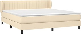 vidaXL Κρεβάτι Boxspring με Στρώμα Κρεμ 180x200 εκ. Υφασμάτινο