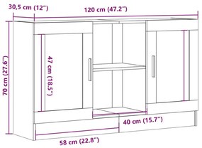 Μπουφές Όψη Παλαιού Ξύλου 120x30,5x70 εκ. Επεξεργασμένο Ξύλο - Καφέ