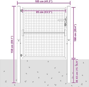 vidaXL Πόρτα Κήπου Ανθρακί 100x100 εκ. Ατσάλι
