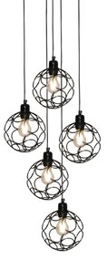 Κρεμαστό Φωτιστικό Οροφής 5xE27 Vintage Aline Homelighting -77-4076-Χρώμιο 77-4076