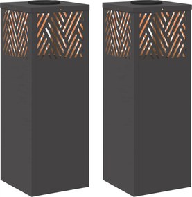 vidaXL Ηλιακό LED Φως Δρόμου 2 pcs Μαύρο Κρύο Ρολαρισμένο Χάλυβα