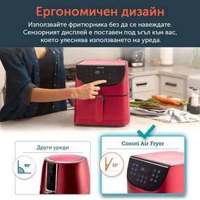 Φριτέζα ζεστού αέρα Cosori Premium Air Fryer CP158-AF, 1700W, 5,5 l, 11 προγράμματα, Χρονοδιακόπτης, Κόκκινο