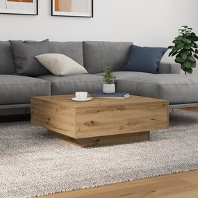 vidaXL Τραπεζάκι σαλονιού με LED φώτα από ξύλο Artisan 80x80x31 εκ