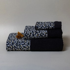 Πετσέτα Προσώπου (50x100) White Fabric Leora Black 600gsm