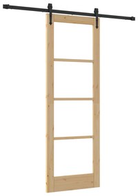 vidaXL Συρόμενη Πόρτα  με Σετ Υλικών 73.5x211 cm Συμπαγές Ξύλο Πεύκου