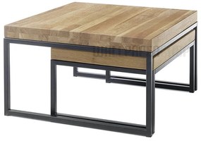 Βοηθητικό Τραπεζάκι Σετ 2τμχ Καφέ Ξύλο 50x50x40