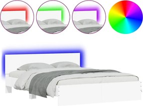 vidaXL Πλαίσιο Κρεβατιού με Κεφαλάρι/LED Λευκό 160x200 εκ.