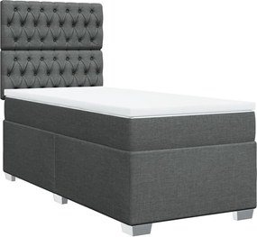 vidaXL Κρεβάτι Boxspring με Στρώμα Σκούρο Γκρι 90x200 εκ. Υφασμάτινο