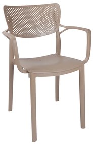 Τραπεζαρία κήπου Groovy-Frontline pakoworld σετ 3τεμ PP cappuccino 80x80x74,5εκ. - 253-000097 - 253-000097