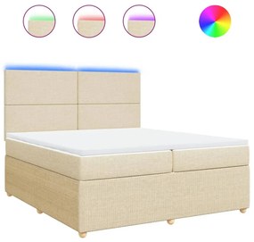 Κρεβάτι Boxspring με Στρώμα Κρεμ 200x200 εκ. Υφασμάτινο - Κρεμ