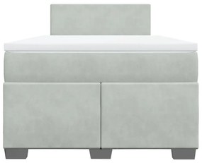 vidaXL Κρεβάτι Boxspring με Στρώμα Ανοιχτό Γκρι 120x190 εκ. Βελούδινο