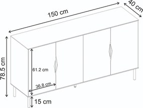 Μπουφές Marquise Megapap χρώμα sandstone 150x40x78,5εκ.