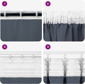 vidaXL Κουρτίνες Μαύρης Ύφανσης με Δαχτυλίδια 2 pcs Ανθρακί