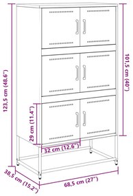 Ντουλάπι Ανθρακί 68,5x38,5x123,5 εκ. από Ατσάλι - Ανθρακί