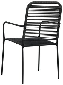 Καρέκλες Κήπου 2 τεμ. Μαύρες από Βαμβακερό Σχοινί / Ατσάλι - Μαύρο