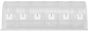 VEVOR Walk-in Tunnel Greenhouse, 20 x 10 x 7 ft Portable Plant Hot House w/ Galvanized Steel Hoops, 3 Top Beams, 4 Diagonal Poles, 2 Zippered Doors &amp; 12 Roll-up Windows, White
