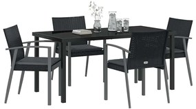 vidaXL Σέτ φαγητού για κήπο 5 pcs Μαύρο Πολυ ράταν