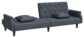 Καναπές Κρεβάτι με Μπράτσα Σκούρο Γκρι Βελούδινος - Γκρι