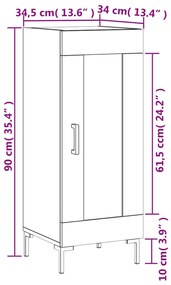 Ντουλάπι Γκρι Sonoma 34,5x34x90 εκ. από Επεξεργασμένο Ξύλο - Γκρι