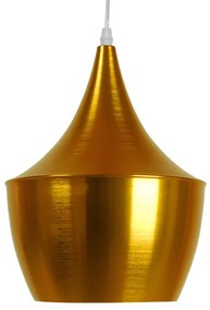 GloboStar® SHANGHAI GOLD 01544 Μοντέρνο Κρεμαστό Φωτιστικό Οροφής Μονόφωτο 1 x E27 Χρυσό Μεταλλικό Καμπάνα Φ24 x Y30cm