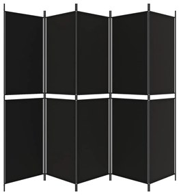 vidaXL Διαχωριστικό Δωματίου με 5 Πάνελ Μαύρο 250x200 εκ. από Ύφασμα