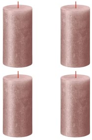 Bolsius Κεριά Κύλινδρος Ρουστίκ Shimmer 4 τεμ. Ροζ 130 x 68 χιλ.