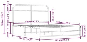 Πλαίσιο Κρεβατιού Χωρ. Στρώμα Καπ. Δρυς 120x190 εκ. Επ. Ξύλο - Καφέ