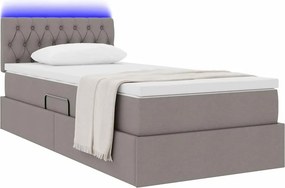 vidaXL LED Κρεβάτι αποθήκευσης με στρώμα Taupe 100 x 200 cm Ύφασμα