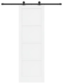 vidaXL Συρόμενη Πόρτα με Σετ Εξαρτημάτων Λευκή 78x232 εκ. Συμπαγές Ξύλο Πεύκου