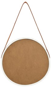 vidaXL Καθρέφτης Τοίχου με Λουρί Λευκός 40 εκ.