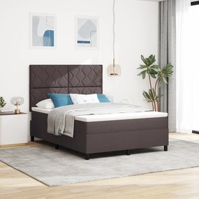vidaXL Κρεβάτι με Βάση με Στρώμα & LED Σκούρο Καφέ 160x200 εκ. Ύφασμα
