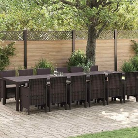 vidaXL Σετ Τραπεζαρίας Κήπου 13 pcs Καφέ Μεγάλο Ρατάν & Πολυεστέρας