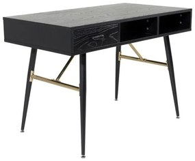 Τραπέζι γραφείου Dallas 2529, Με συρτάρια, Αριθμός συρταριών: 1, 75x110x60cm, 26 kg, Χρυσό, Μαύρο | Epipla1.gr