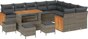 vidaXL Σετ Καναπέ Κήπου με μαξιλάρι 13 pcs Γκρι
