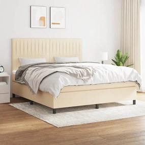 Κρεβάτι Boxspring με Στρώμα Κρεμ 160x200 εκ. Υφασμάτινο - Κρεμ