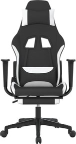 vidaXL Καρέκλα Gaming Μαύρο/Λευκό Ύφασμα με Υποπόδιο
