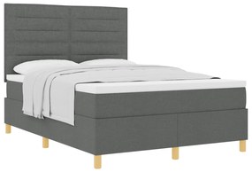 vidaXL Κρεβάτι  με Στρώμα Σκούρο Γκρι 140x200 εκ. ύφασμα