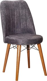 Καρέκλα Nevis I pakoworld ανθρακί antique ύφασμα-καρυδί πόδι