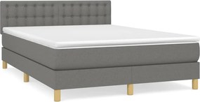 vidaXL Κρεβάτι Boxspring με Στρώμα Σκούρο Γκρι 140x200 εκ Υφασμάτινο