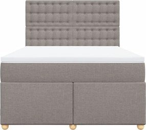 vidaXL Κρεβάτι Boxspring με Στρώμα Taupe 140x200 εκ. Υφασμάτινο