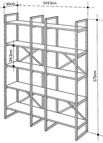 Βιβλιοθήκη Dusan Megapap χρώμα sepet oak 143,5x30x175εκ.