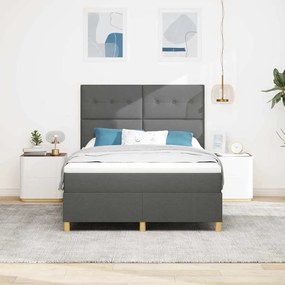 vidaXL LED Κρεβάτι με βάθρο Σκούρο Γκρι 140 x 200 cm ύφασμα