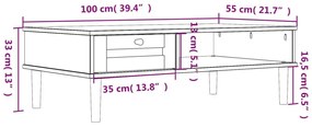 Τραπεζάκι Σαλονιού SENJA Καφέ / Ρατάν 100x55x33 εκ. Μασίφ Ξύλο - Καφέ