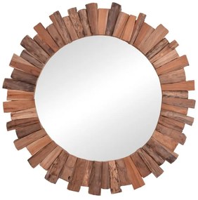 Καθρέπτης Rounder teak ξύλο σε φυσική απόχρωση Φ100x5εκ 100x100x5 εκ.