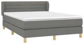 Κρεβάτι Boxspring με Στρώμα Σκούρο Γκρι 140x190 εκ. Υφασμάτινο - Γκρι