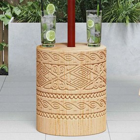 vidaXL Βάση ομπρέλας 28.05 kg Φυσικό Στερεό ξύλο Κυλινδρικός